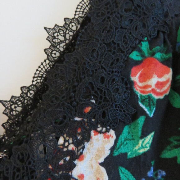 BY ANTHROPOLOGIE Lacy V-Neck Mini Dress Floral Dark Romantic Lace Size US 4 NWT - Picture 6 of 16